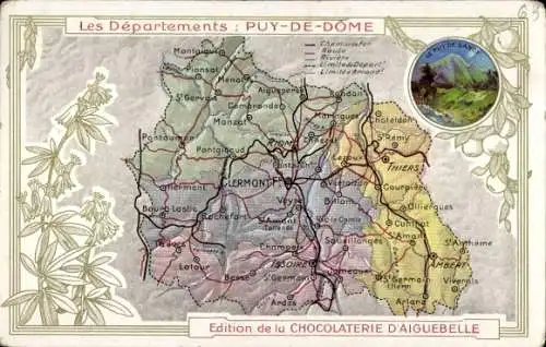 Landkarten Ak Thiers Puy de Dôme, Departements Puy-de-Dome, Le Puy de Sancy