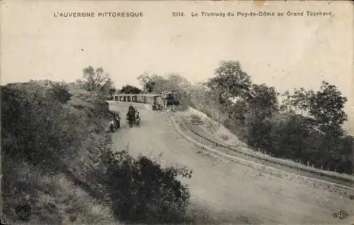 Ak Tramway du Puy-de-Dôme, au Grand Tournant