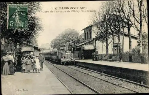 Ak Paris XVII., Bahnhof, Gleisseite, Dampflok