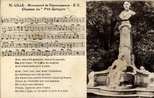 Ak Lille Nord, Monument de Desrousseaux, Chanson du P'tit Quinquin