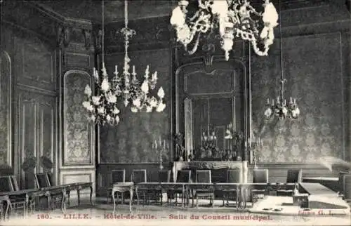 Ak Lille Nord, Hotel-de-Ville, Salle du Conseil municipal