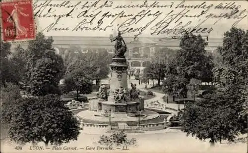 Ak Lyon Rhône, Place Carnot, Gare Perrache