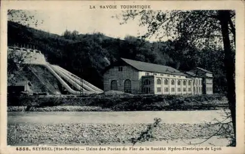 Ak Seyssel Haute Savoie, Usine des Portes du Fier de la Societe Hydro Electrique de Lyon