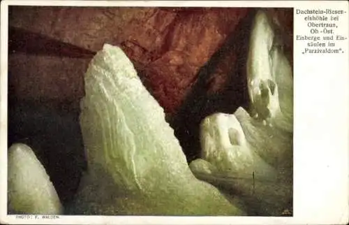 Ak Obertraun Oberösterreich, Dachstein Rieseneishöhle, Parzivaldom, österr. Höhlenkarte Nr. 23