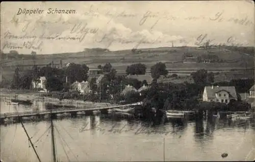 Ak Dybbol Banke Düppeler Schanze Dänemark, Blick auf den Ort, Brücke