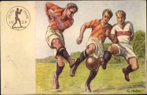 Künstler Ak Hofer, G., Olympiade 1928, Fußballspieler