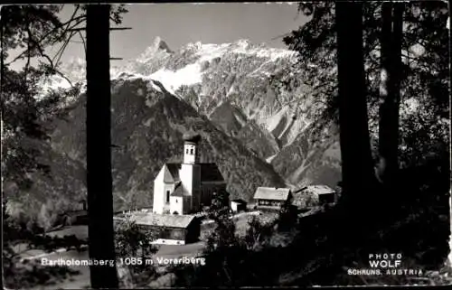 Ak Bartholomäberg Vorarlberg, Kirche, Panorama
