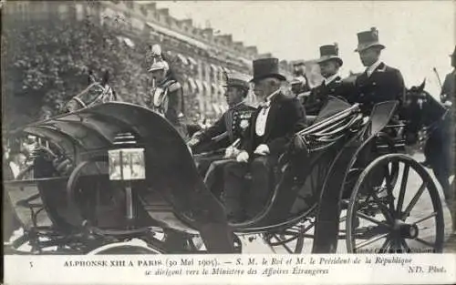 Ak Paris, König Alfons XIII von Spanien, Emile Loubet