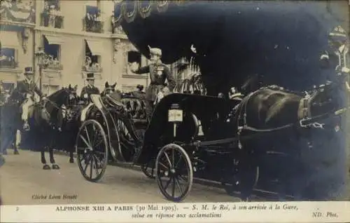 Ak Paris, Besuch von König Alfons XIII von Spanien, Ankunft am Bahnhof