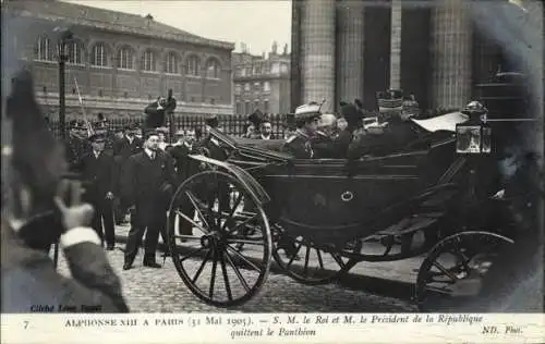 Ak Paris, König Alfons XIII von Spanien, französischer Präsident Émile Loubet