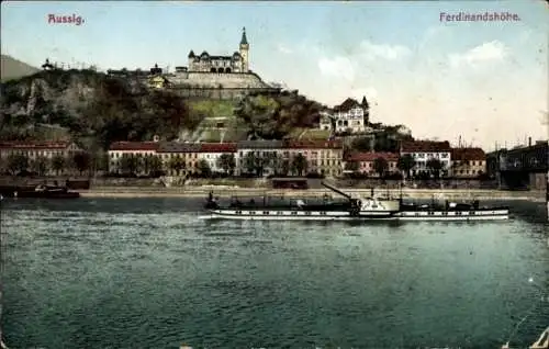 Ak Ústí nad Labem Aussig an der Elbe, Ferdinandshöhe, Dampfer