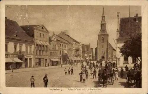 Ak Tschernjachowsk Insterburg Ostpreußen, Alter Markt, Lutherkirche