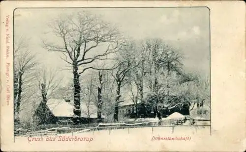 Ak Süderbrarup in Schleswig Holstein, Schneelandschaft, Hof Jacob Hansen