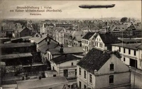 Ak Brunsbüttelkoog Brunsbüttel in Dithmarschen, Panorama, Zeppelin