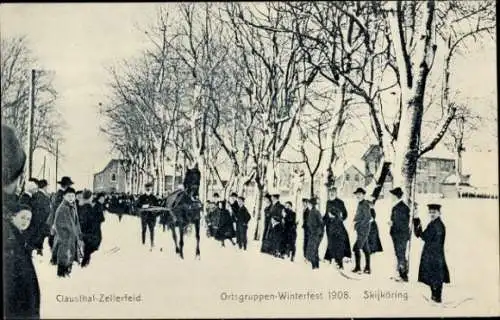 Ak Clausthal Zellerfeld, Ortsgruppen Winterfest 1908, Skijköring