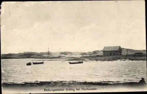 Ak Nordseebad Sankt Peter Ording, Rettungsstation bei Hochwasser