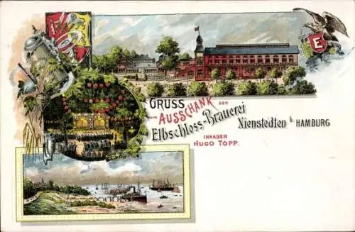 Wappen Litho Hamburg Altona Nienstedten, Ausschank der Elbschloss Brauerei