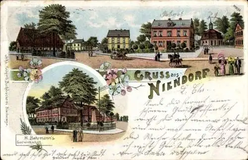 Litho Hamburg Eimsbüttel Niendorf, Pastorat, Gastwirtschaft