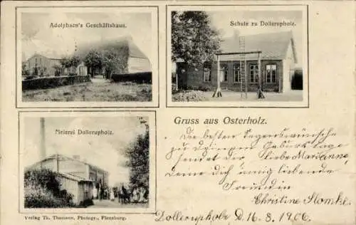 Ak Osterholz Dollerupholz Westerholz, Schule, Geschäftshaus, Meierei