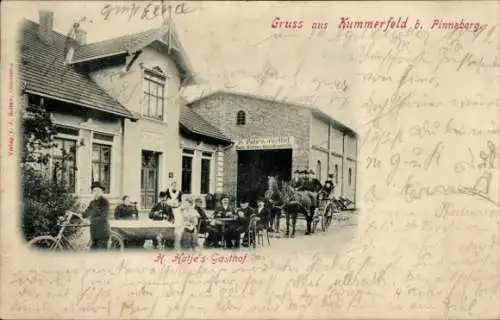 Ak Kummerfeld in Schleswig Holstein, Gasthof, Kutsche, Radfahrer