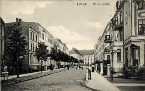 Ak Lübeck in Schleswig Holstein, Werderstraße