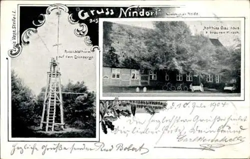 Ak Nindorf Hanstedt in der Lüneburger Heide, Gasthaus zum braunen Hirsch, Aussichtsturm