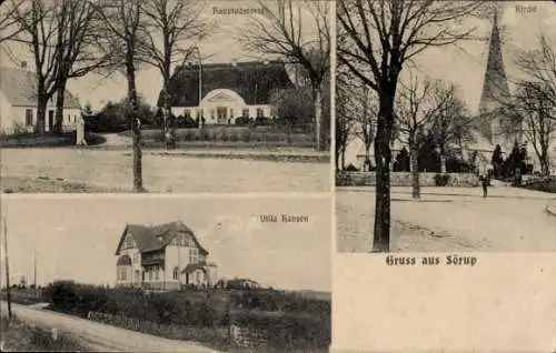 Ak Sörup Schleswig Holstein, Hauptpastorat, Kirche, Villa Hansen