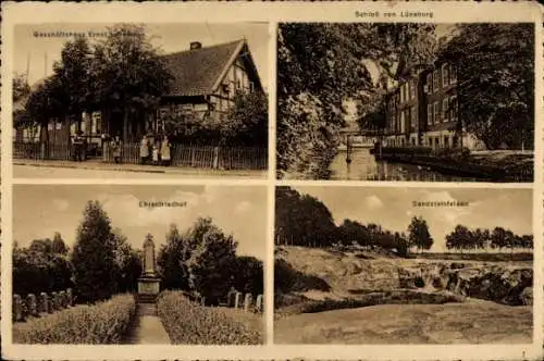 Ak Essenrode Lehre in Niedersachsen, Schloss von Lüneburg, Geschäftshaus, Sandsteinfelsen