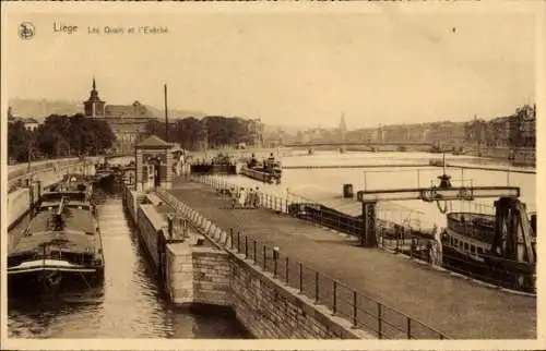 Ak Liège Lüttich Wallonien, Les Quais und l’Eveche