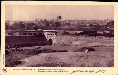 Ak Marrakesch Marokko, Panorama aufgenommen von Bab Khemis