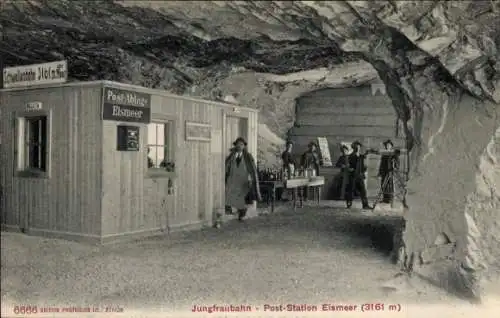 Ak Kanton Bern, Jungfrau, Jungfraubahn, Post-Station Eismeer