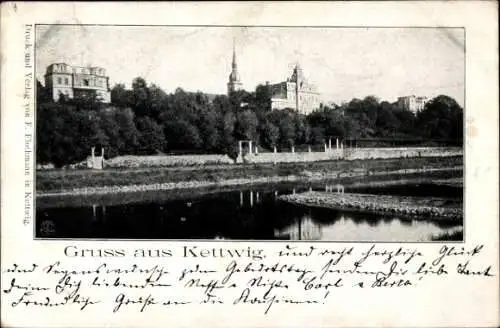 Ak Kettwig Essen im Ruhrgebiet, Teilansicht, an der Ruhr