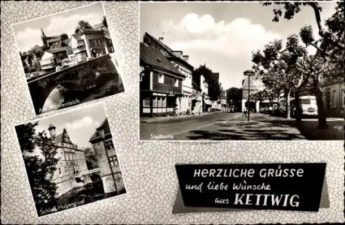 Ak Kettwig Essen im Ruhrgebiet, Stadtmitte, Mühlenteich, Schloss Hugenpoet