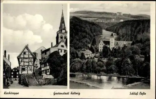 Ak Kettwig Essen im Ruhrgebiet, Kirchtreppe, Schloss Oefte