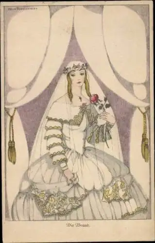 Künstler Ak Köhler, Mela, Die Braut, Frau im Hochzeitskleid