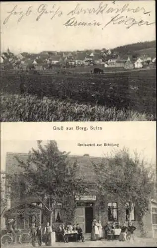 Ak Bergsulza Bad Sulza in Thüringen, Gesamtansicht, Restaurant zur Erholung