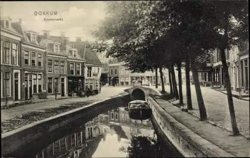 Ak Dokkum Dongeradeel Friesland Niederlande, Koornmarkt, Gracht
