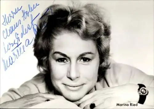 Ak Schauspielerin Marina Ried, Portrait, Autogramm, Armbanduhr