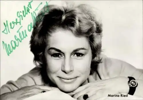 Ak Schauspielerin Marina Ried, Portrait, Autogramm, Armbanduhr