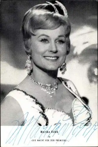 Ak Schauspielerin Marika Rökk, Portrait, Autogramm, die Nacht vor der Premiere