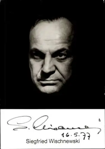 Ak Schauspieler Siegfried Wischnewski, Portrait, Autogramm