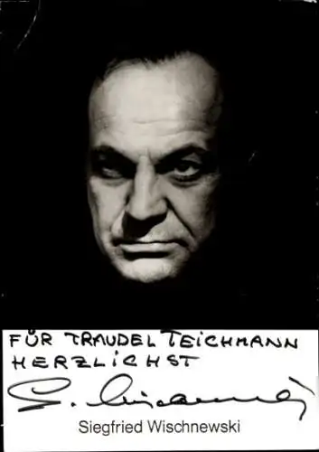 Ak Schauspieler Siegfried Wischnewski, Portrait, Autogramm