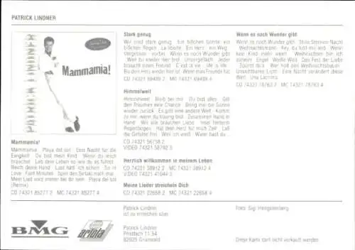 Ak Schauspieler Patrick Lindner, Portrait, Autogramm, Sänger