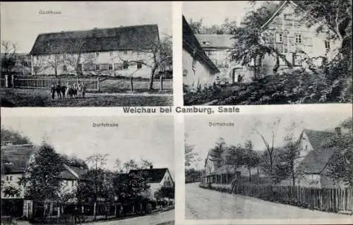 Ak Weichau Schönburg an der Saale, Gasthaus, Dorfstraße, Straßenpartien im Ort