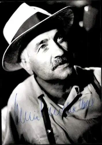 Foto Schauspieler Armin Mueller-Stahl, Portrait, Hut, Autogramm