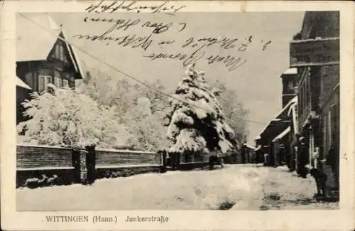 Ak Wittingen in Niedersachsen, Junkerstraße, Winter