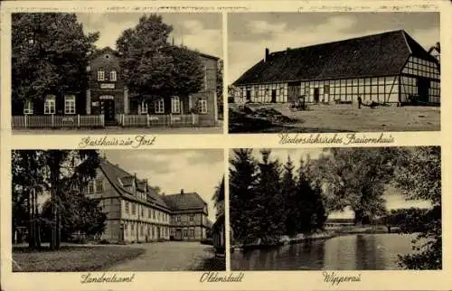 Ak Oldenstadt Uelzen in Niedersachsen, Gasthaus zur Post, Bauernhaus, Landratsamt