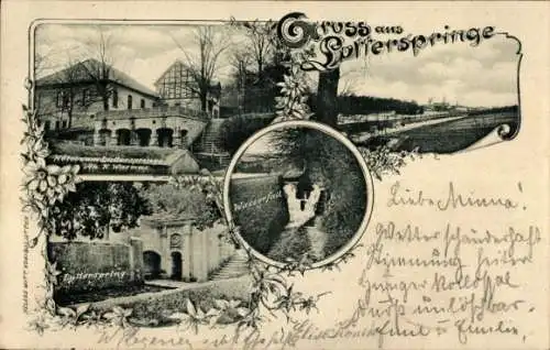 Ak Königslutter an der Elm, Lutterspringe, Wasserfall, Hotel, G. Wasmus