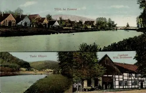 Ak Thal Bad Pyrmont in Niedersachsen, Teilansicht, Thaler Klippen, Gasthaus Wilh. Brockmann