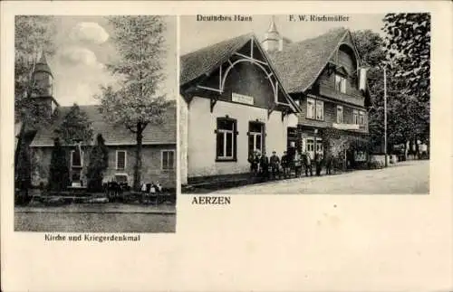 Ak Aerzen im Weserbergland, Kirche, Kriegerdenkmal, Deutsches Haus
